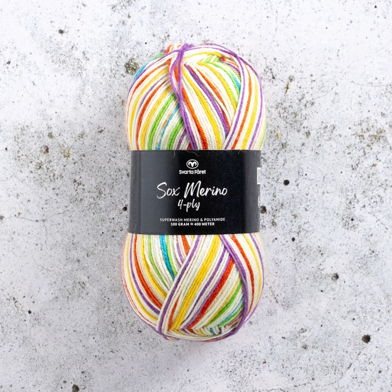 Svarta Fåret Sox Merino 4 ply 24 Farveprøvebog