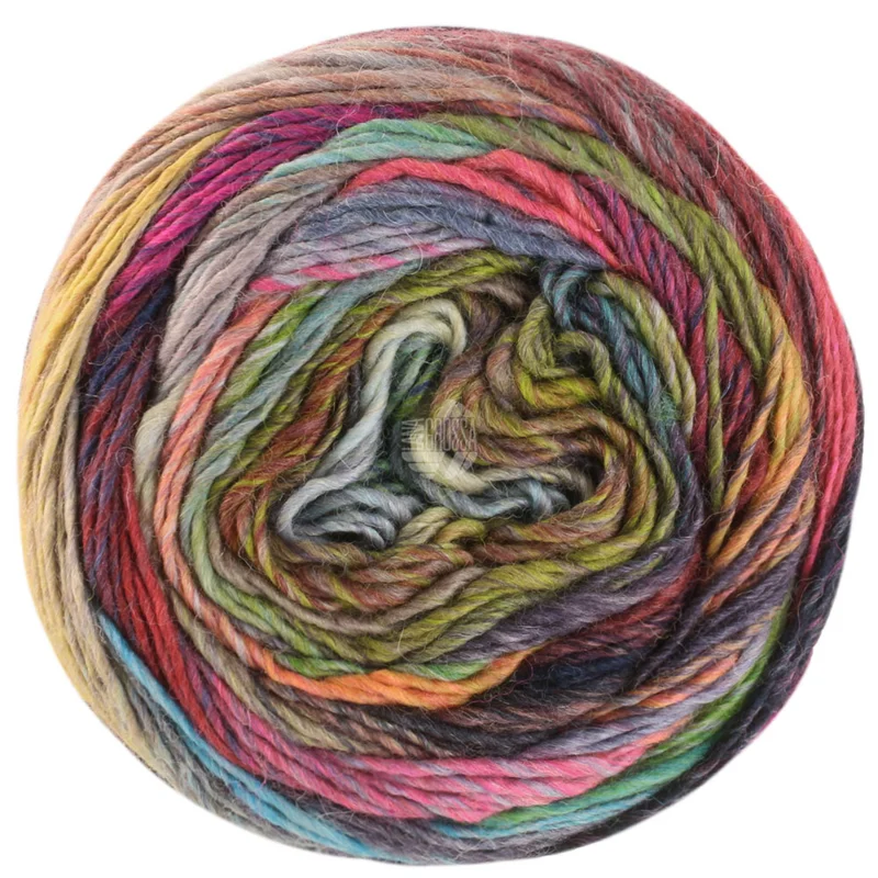 Lana Grossa Colorissimo 217 Lime/Olivengrøn/Lyse-/Mørkegrå/Gråblå/Taupe/Gråbrun/Grålilla/Pink/Mørkegrøn