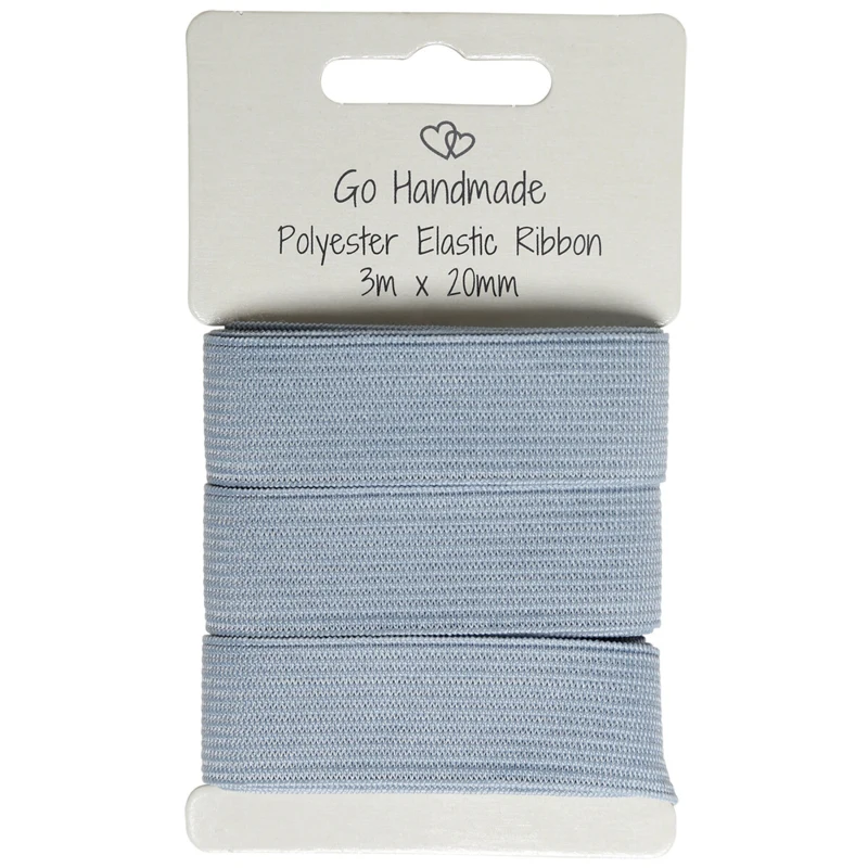 Go Handmade Elastik Bånd: 3 m x 20 mm, Grå/blå