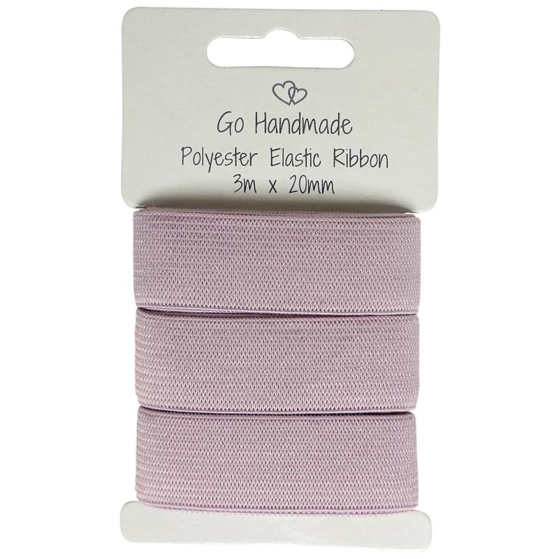 Go Handmade Elastik Bånd: 3 m x 20 mm, Vintage rosa