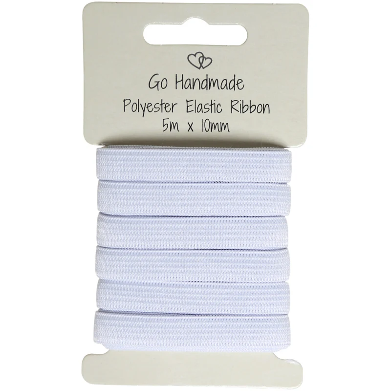 Go Handmade Elastik Bånd: 5 m x 10 mm, Hvid