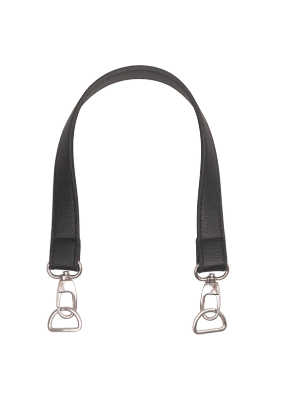 Go Handmade Taskehank med Lobsterlås med D-ring: 50 x 2,5 cm, Sort/Sølv