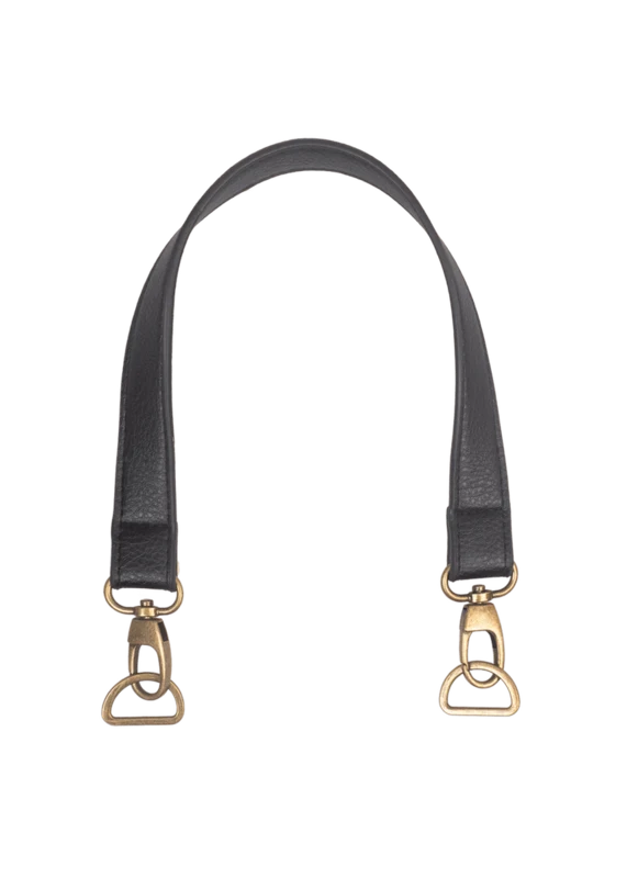 Go Handmade Taskehank med Lobsterlås med D-ring: 50 x 2,5 cm, Sort/Bronze