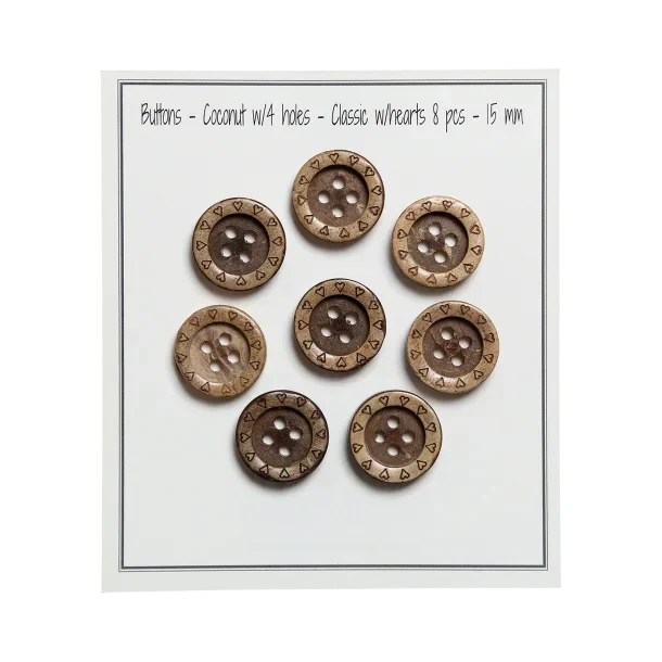 Go Handmade Træknapper med hjerter (8 stk): 15 mm