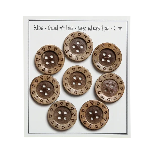 Go Handmade Træknapper med hjerter (8 stk): 21 mm