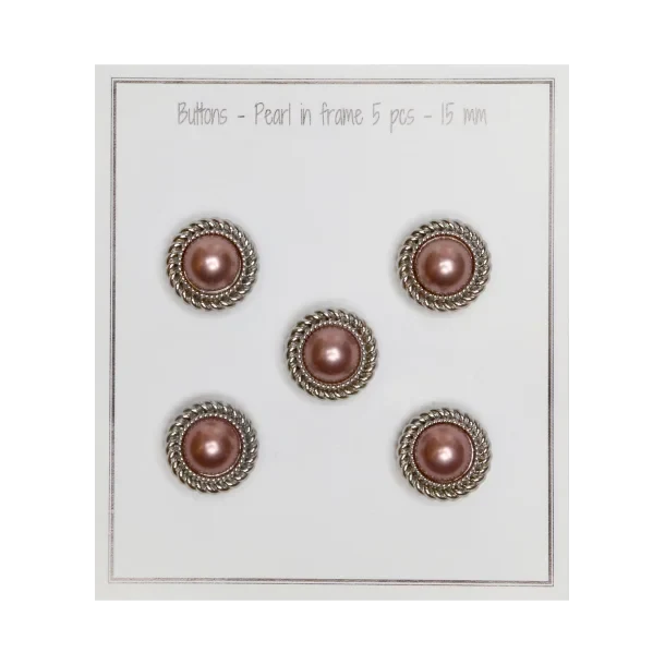Knapper - Perle i ramme: Pastel brun