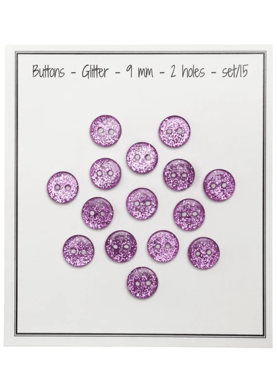 Go Handmade Glitterknapper 9 mm Pink