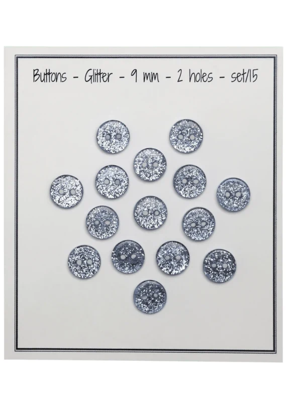 Go Handmade Glitterknapper 9 mm Blå