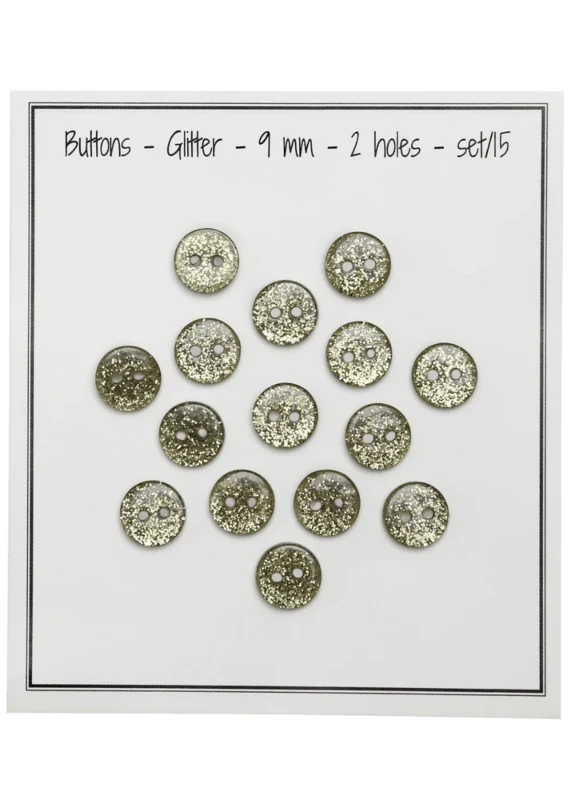 Go Handmade Glitterknapper 9 mm Grøn