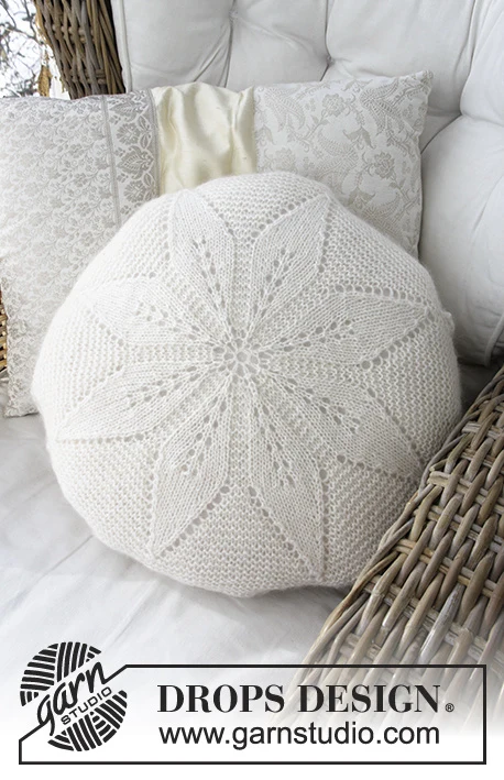 White Flower Pillow by DROPS Design