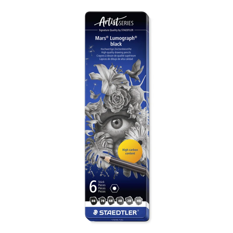STAEDTLER Mars Lumograph tegneblyanter, 6 stk – Hovedbillede lukket