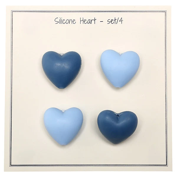 Go Handmade Silikone Perler, Hjerte, 4 stk Baby blå  Jeans blå