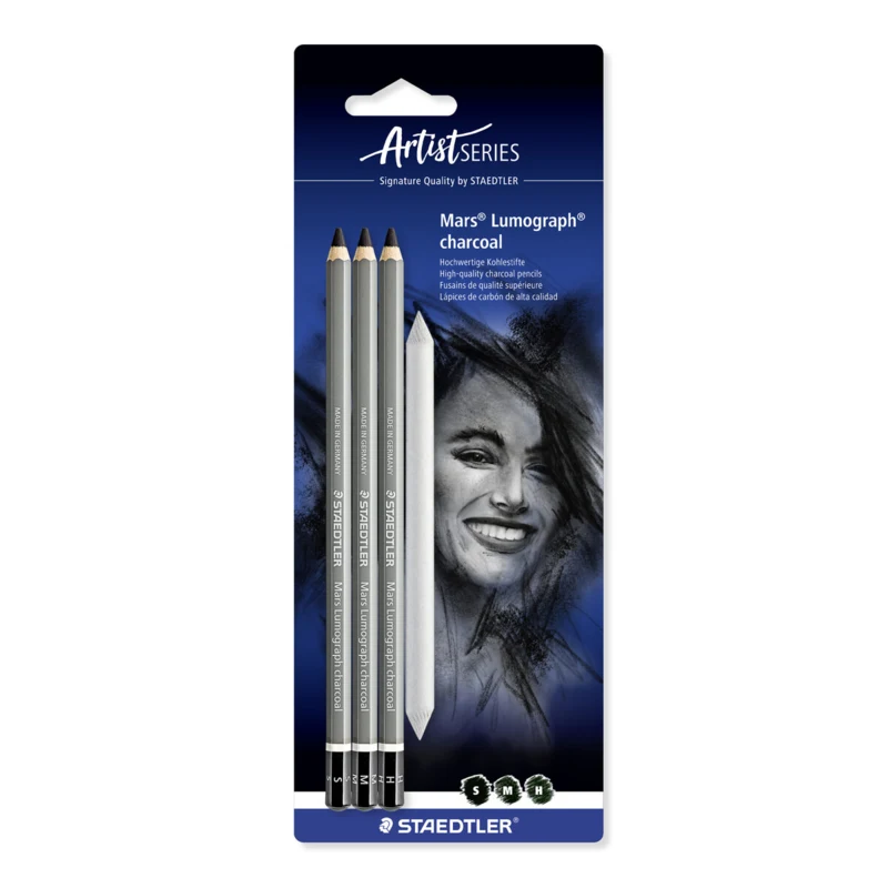 STAEDTLER mars lumograph charcoal & tegnestub, 3 + 1 stk – Hovedbillede