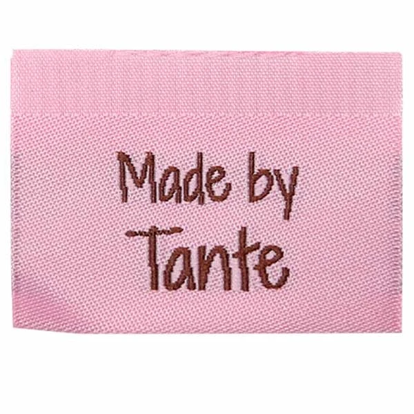 Go Handmade Vævet Label, Dobbeltsidet, Pink, 35 x 19 mm, 10 stk Made by Tante