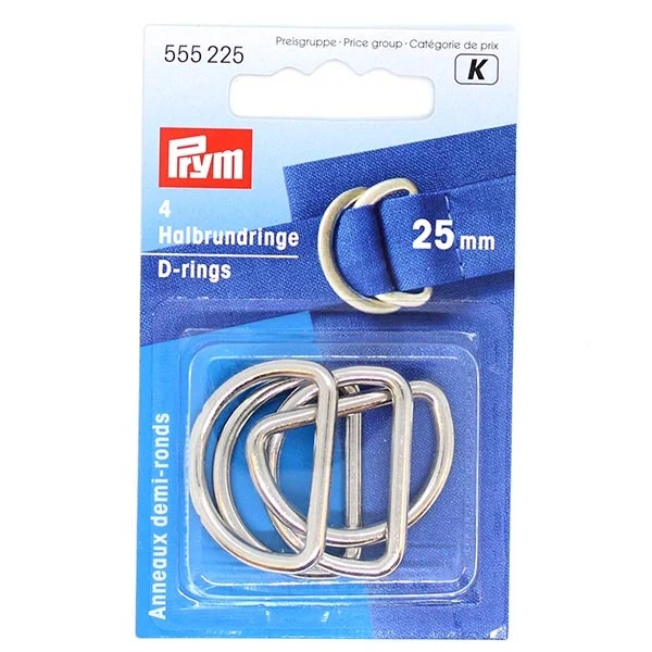 Prym D-ringe, 25 mm, 4 stk Sølv