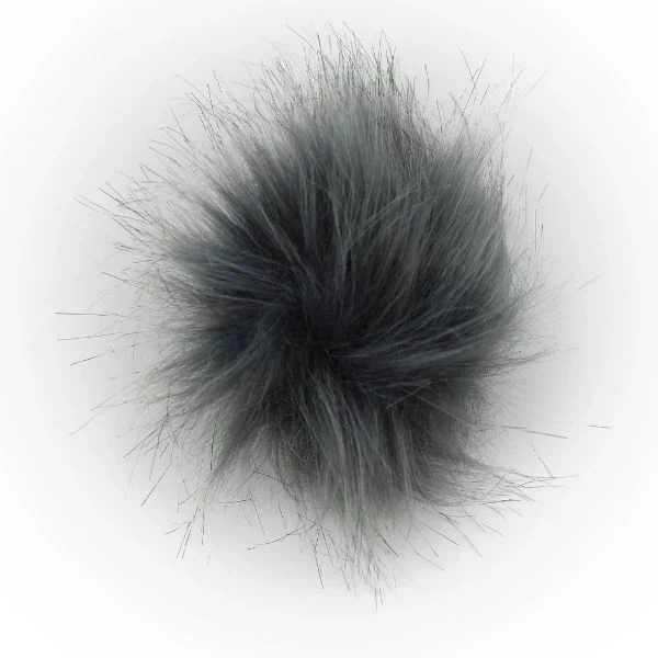 Pompon Akryl, 12 cm Grå