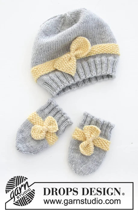 31-11 Little Miss Ribbons Mittens by DROPS Design