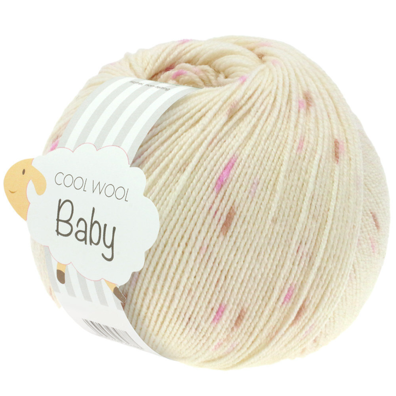 Lana Grossa Cool Wool Baby 353 Råhvid/Syren/Rosa/Bær