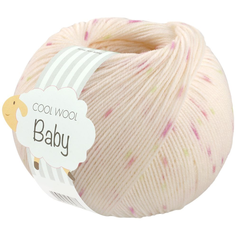 Lana Grossa Cool Wool Baby 367 Hvid/Pink/Kiwi