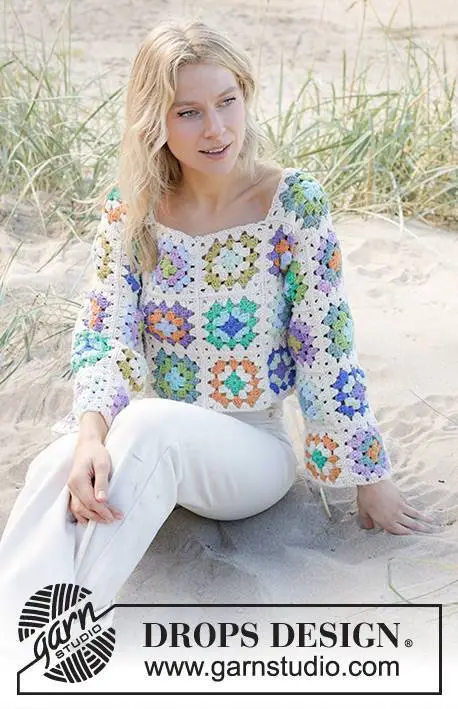 241-16 Garden Squares Sweater by DROPS Design