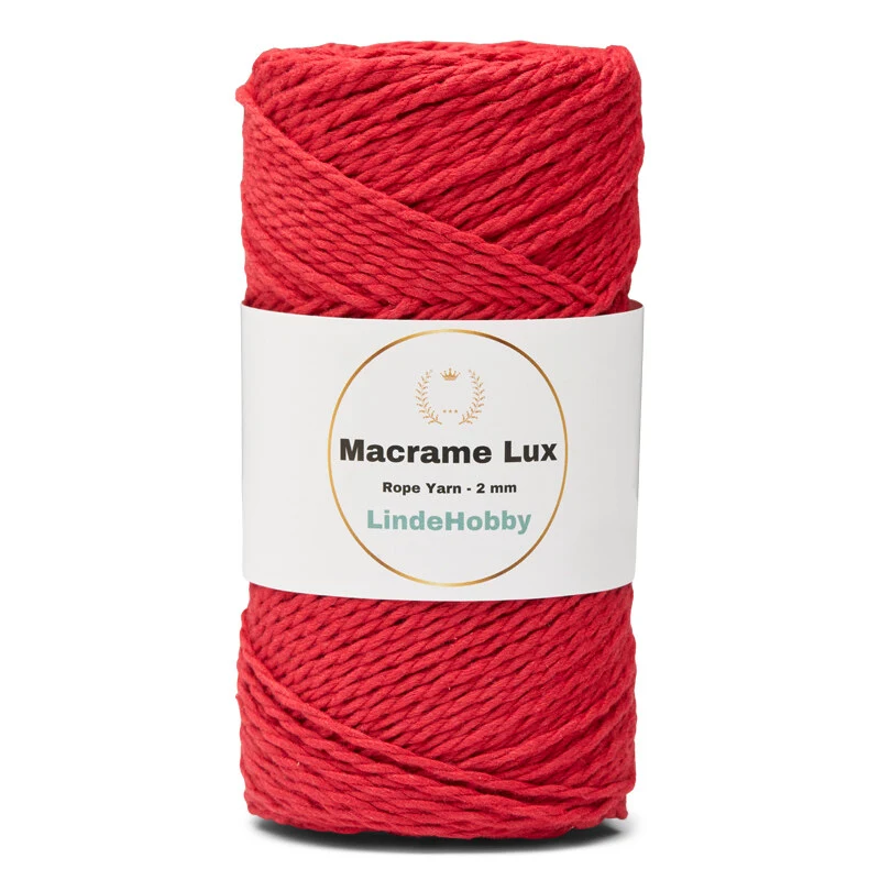 LindeHobby Macrame Lux, Rope Yarn, 2 mm  10 Rød