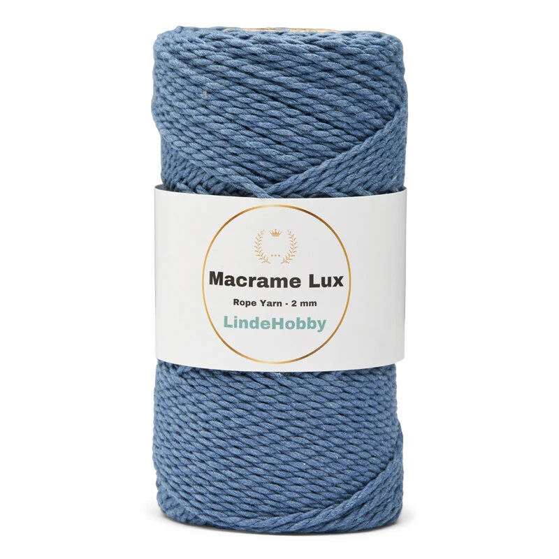 LindeHobby Macrame Lux, Rope Yarn, 2 mm 13 Blå