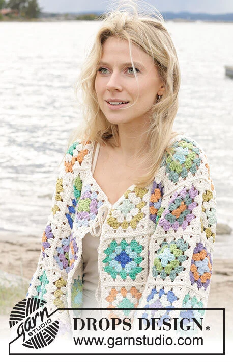 241-27 Garden Squares Cardigan by DROPS Design