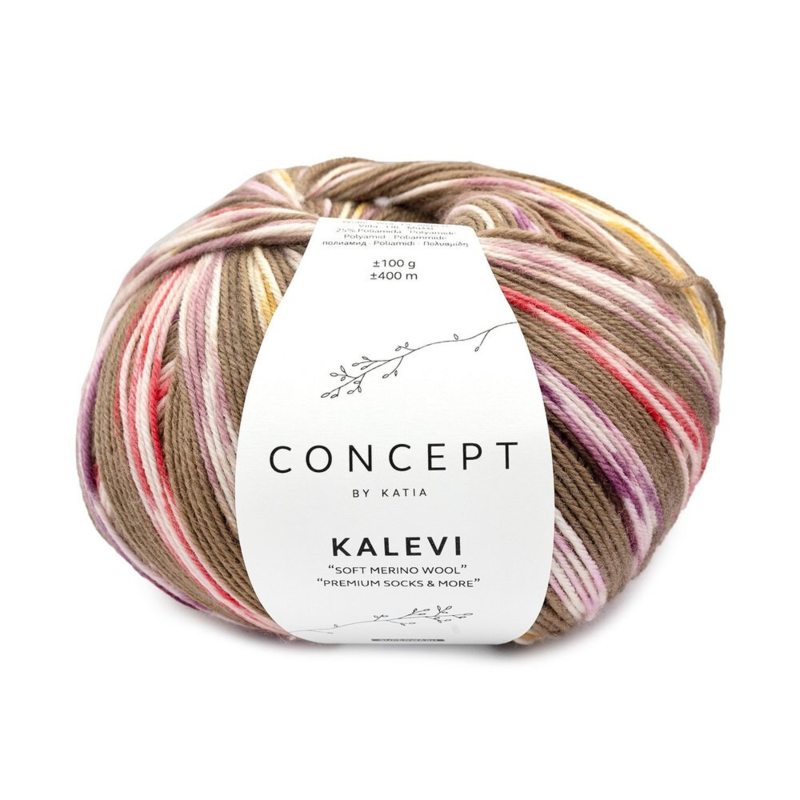 Katia Concept Kalevi Socks 201 Blegbrun-Perle brombær-Rød