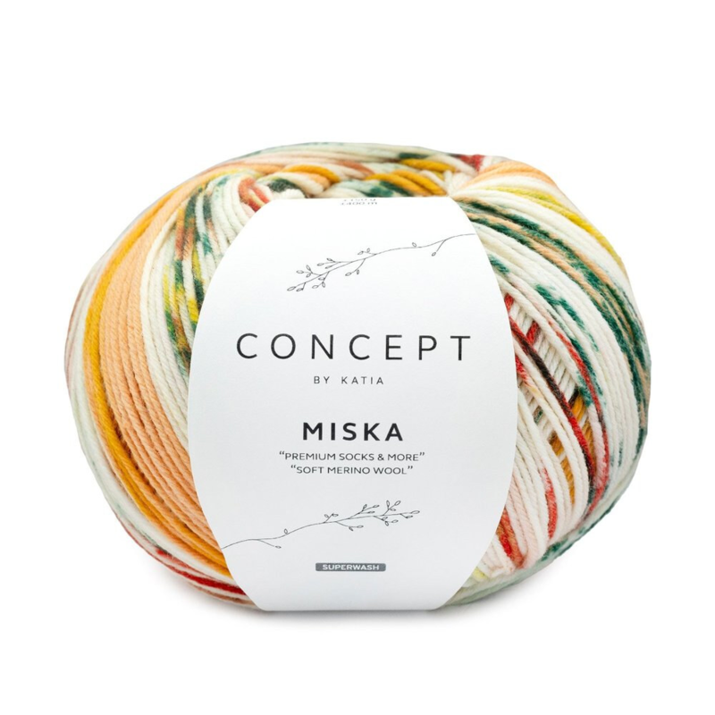 Katia Concept Miska Socks 101 Okkergul-Pistacie-Orange