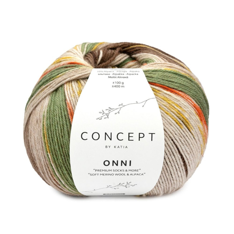 Katia Concept Onni Socks 400 Brun-Rustrød-Okkergul