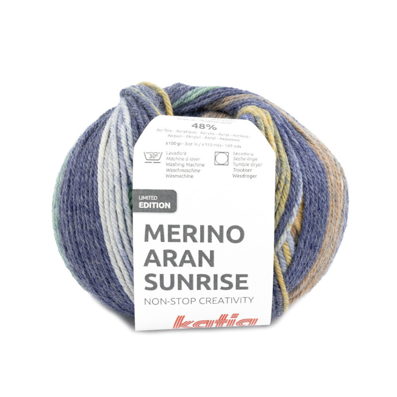 Katia Merino Aran Sunrise 307 Blå-Grøn-Okkergul