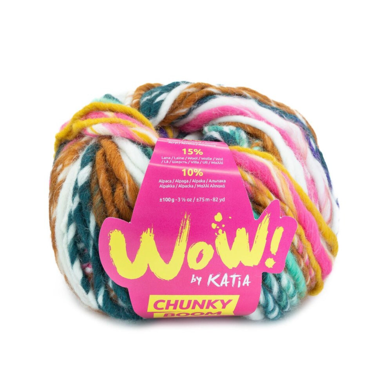 Katia Wow Chunky Boom 302 Rosa-Perle brombær-Citron gul