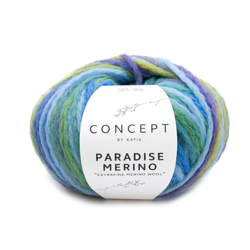 Katia Concept Paradise Merino 502 Lyseblå-Blå-Grøn-Gul