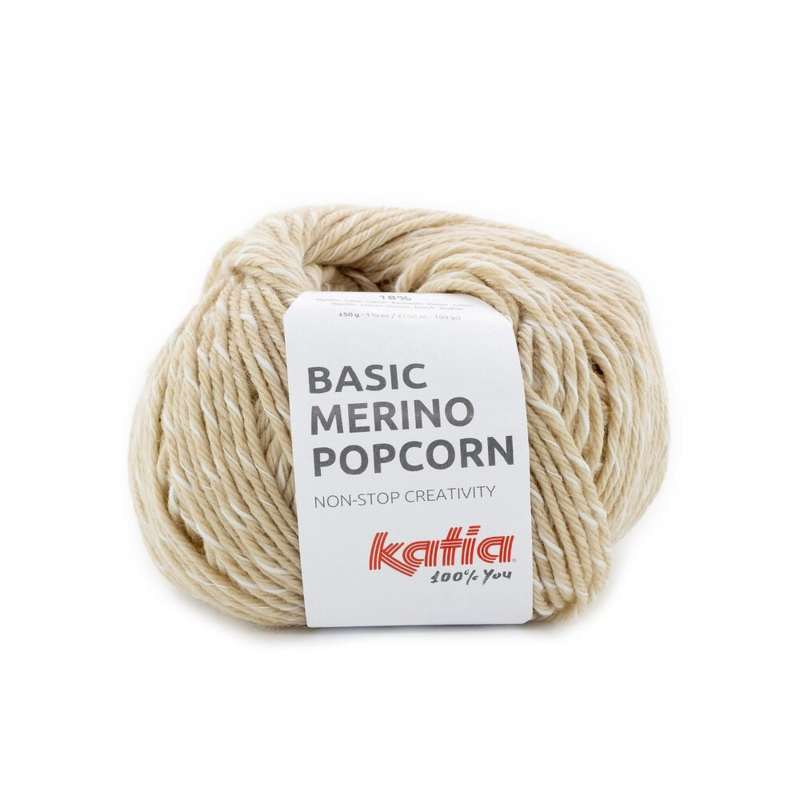 Katia Basic Merino Popcorn 105 Beige-hvid