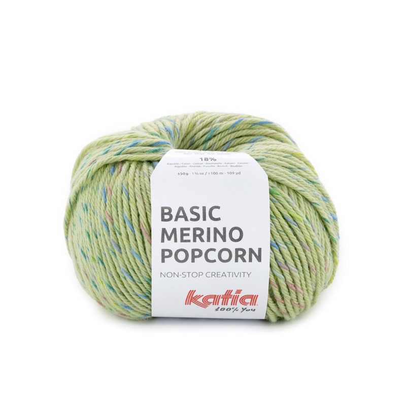 Katia Basic Merino Popcorn 202 Salvie-multifarvet