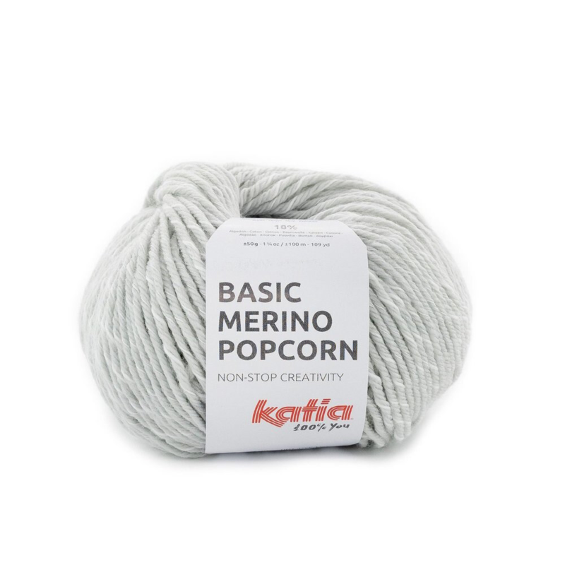 Katia Basic Merino Popcorn 104 Lysegrå-hvid