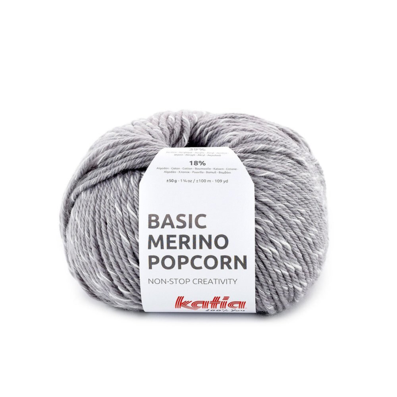 Katia Basic Merino Popcorn 103 Mørkegrå-hvid