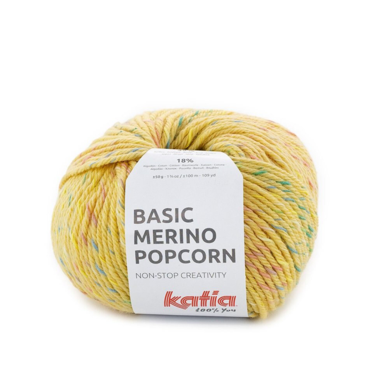 Katia Basic Merino Popcorn 203 Gul-multifarvet