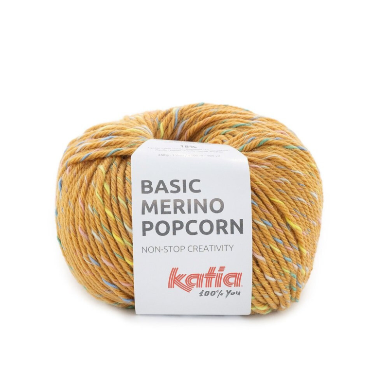 Katia Basic Merino Popcorn 204 Karamel-multifarvet