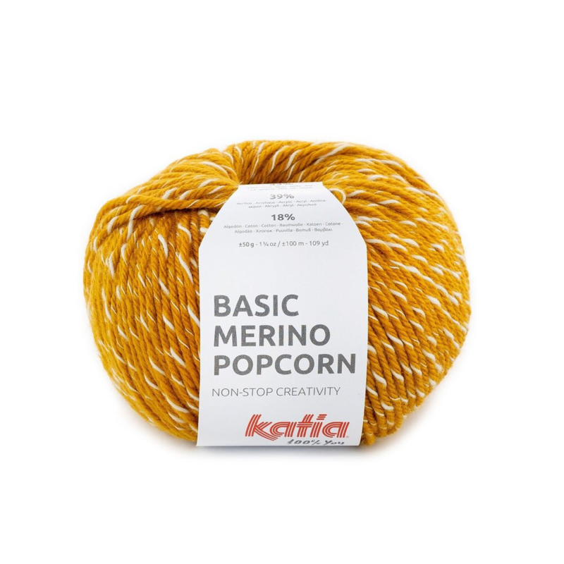 Katia Basic Merino Popcorn 107 Sennep-hvid