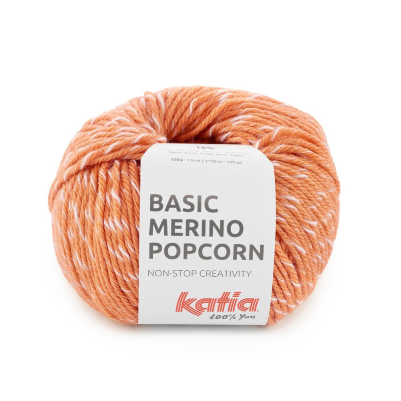 Katia Basic Merino Popcorn 110 Fersken-hvid