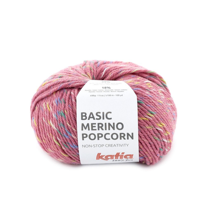 Katia Basic Merino Popcorn 200 Rose-multifarvet