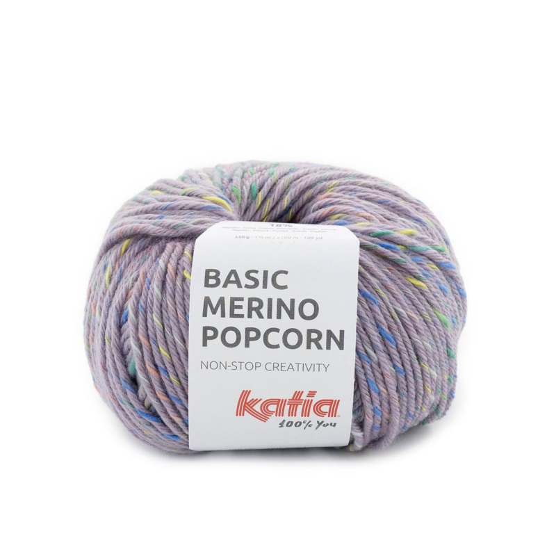 Katia Basic Merino Popcorn 201 Lavendel-multifarvet