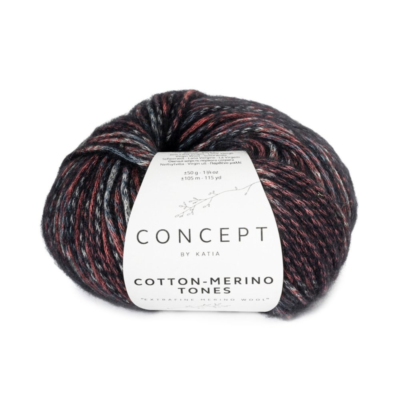 Katia Concept Cotton-Merino Tones 301 Sort-rød-bordeaux