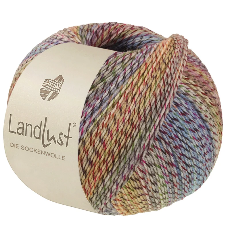 Lana Grossa Landlust Die Sockenwolle 220 Grøn/Mørkerød/Blå/Gul/Lyseblå/Blomme/orange