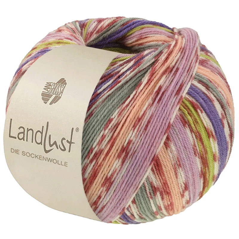 Lana Grossa Landlust Die Sockenwolle 826 Fersken/Lilla/Forårsgrøn/Violet/Grå/Creme/Terracotta