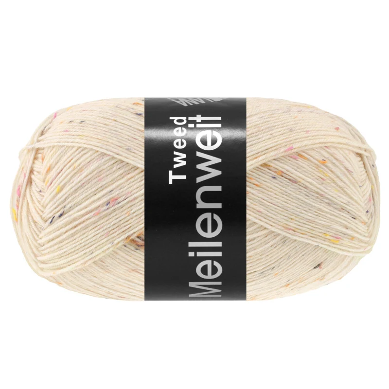 Lana Grossa Meilenweit 100 Tweed 185 Creme meleret