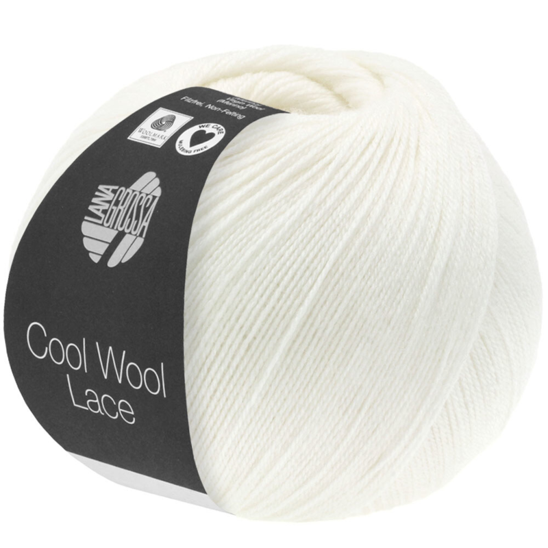 Lana Grossa Cool Wool Lace 28 Hvid