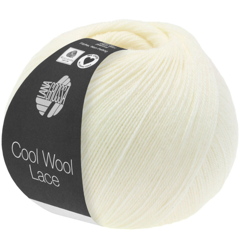 Lana Grossa Cool Wool Lace 14 Råhvid