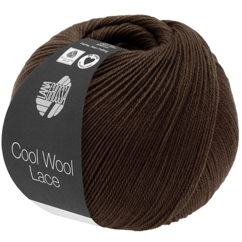 Lana Grossa Cool Wool Lace 57 Sortbrun